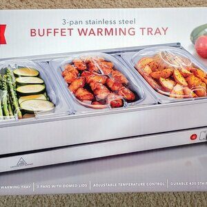 Parini 3-Pan Stainless Steel Buffet Warming Tray - NEW!
